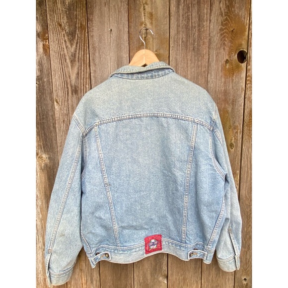 VINTAGE acid wash denim jean jacket size large - Picture 8 of 10